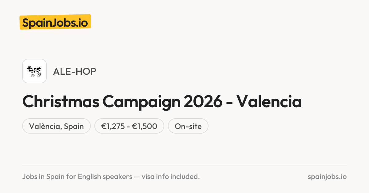 Christmas Campaign 2026 - Valencia at ALE-HOP | SpainJobs.io