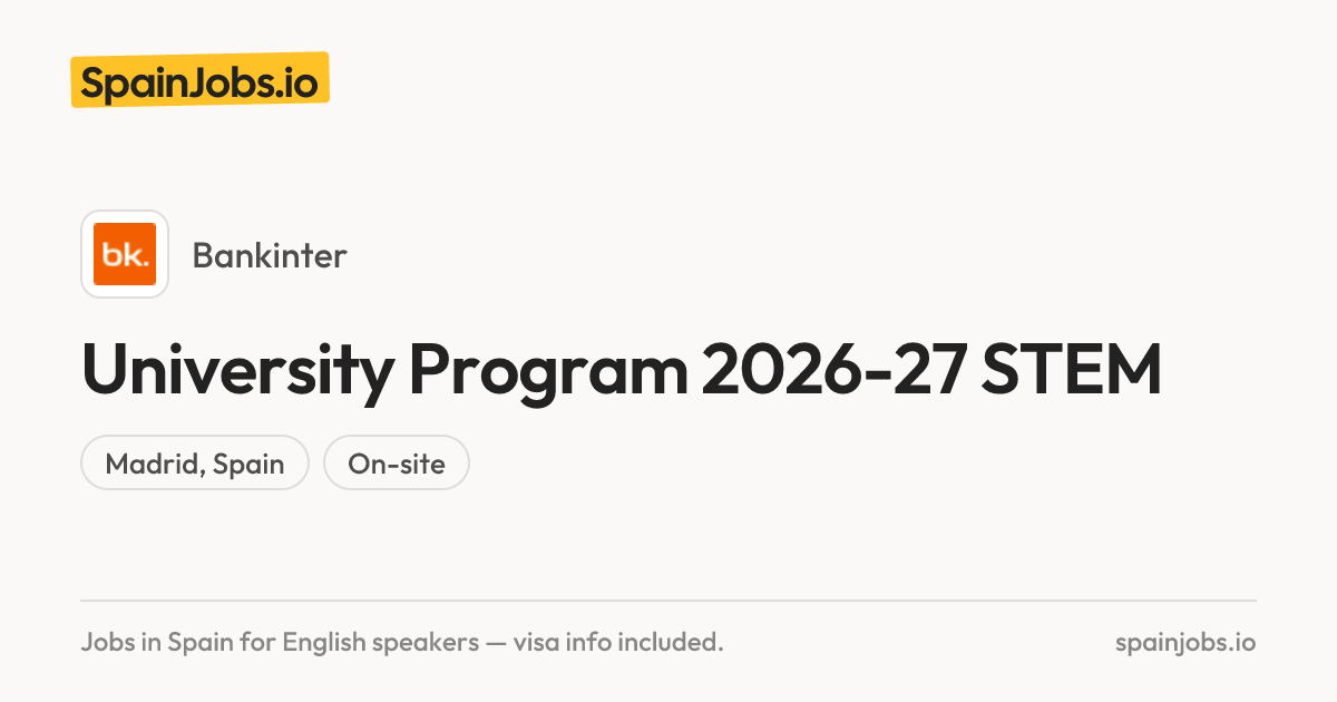 STEM University Program 2026-27 at Bankinter | SpainJobs.io