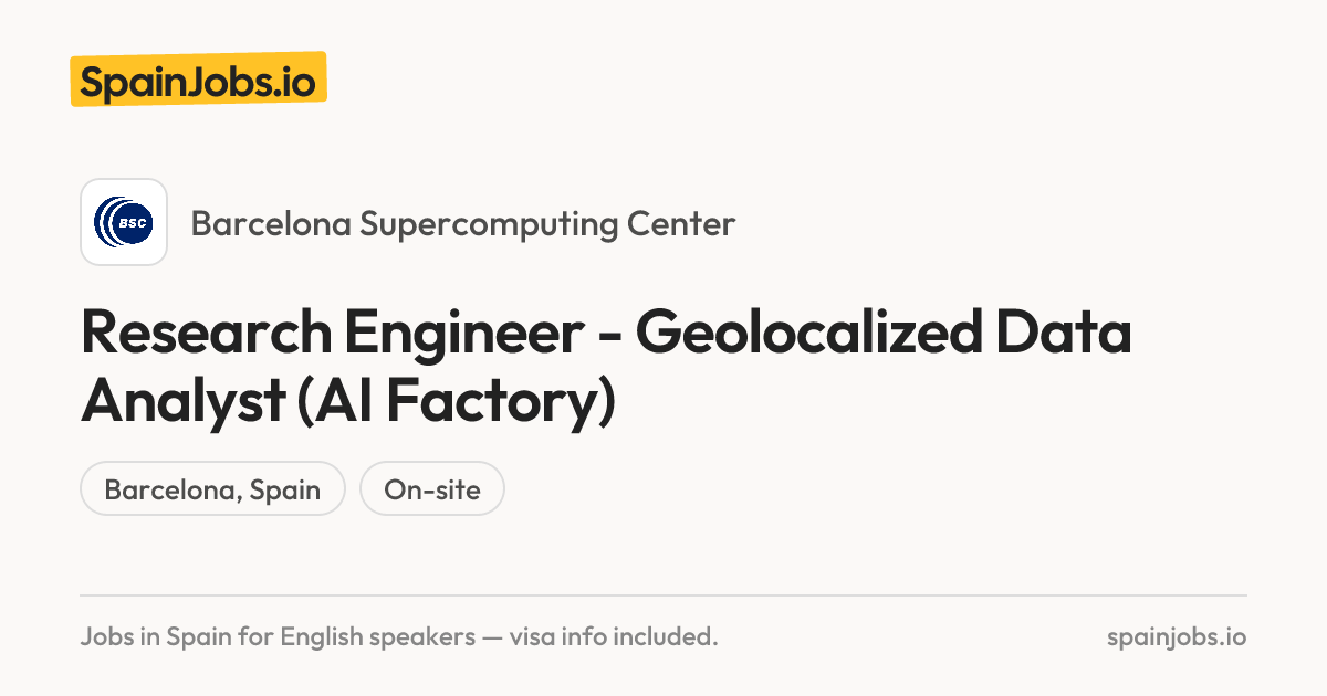 Research Engineer - Geolocalized Data Analyst (AI Factory) at Barcelona ...