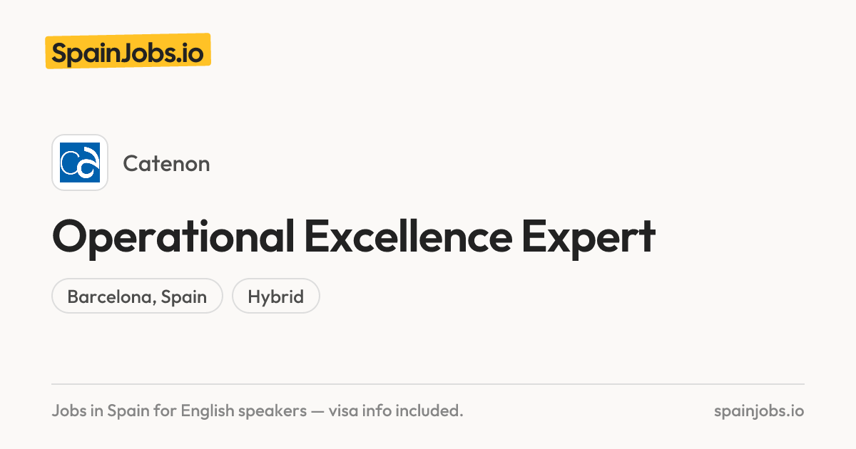 Operational Excellence Expert at Catenon | SpainJobs.io