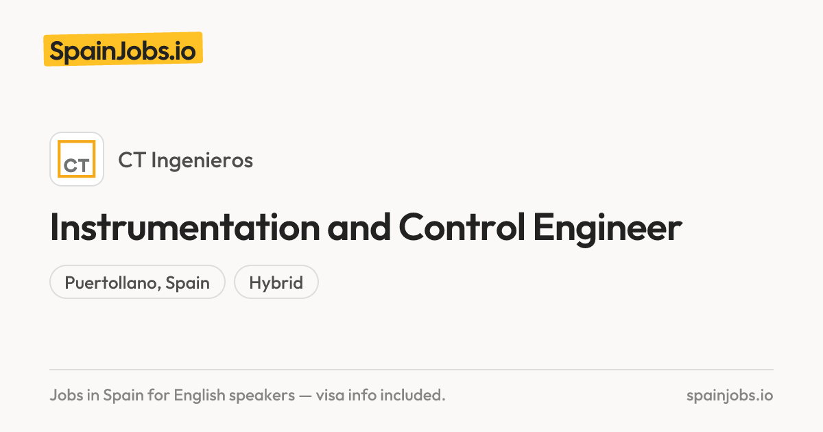 Instrumentation and Control Engineer at CT Ingenieros | SpainJobs.io