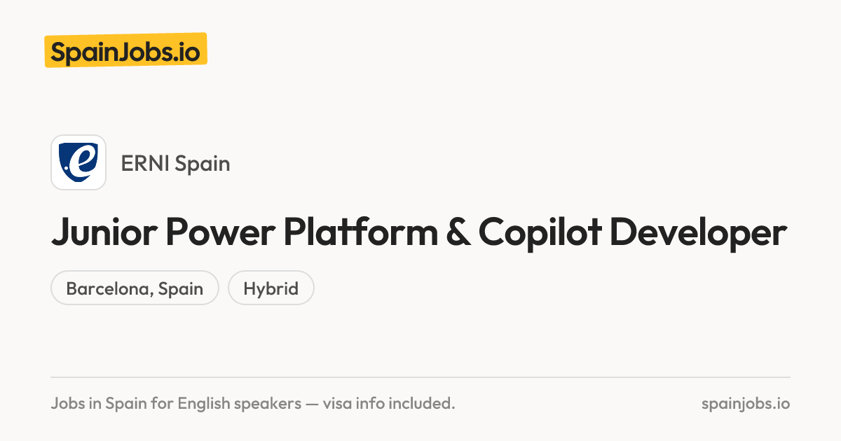 Junior Power Platform & Copilot Developer at ERNI Spain | SpainJobs.io