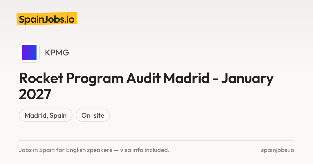 Audit Rocket Program at KPMG | SpainJobs.io
