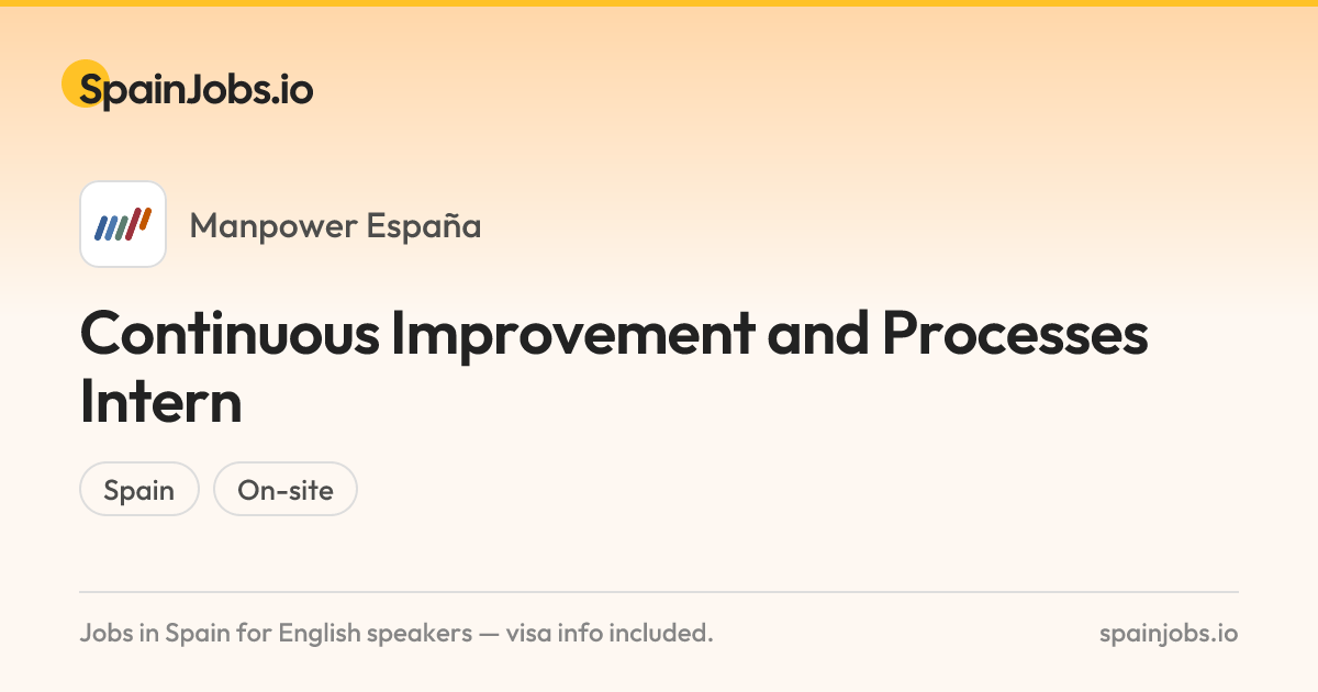 Continuous Improvement and Processes Intern at Manpower España ...