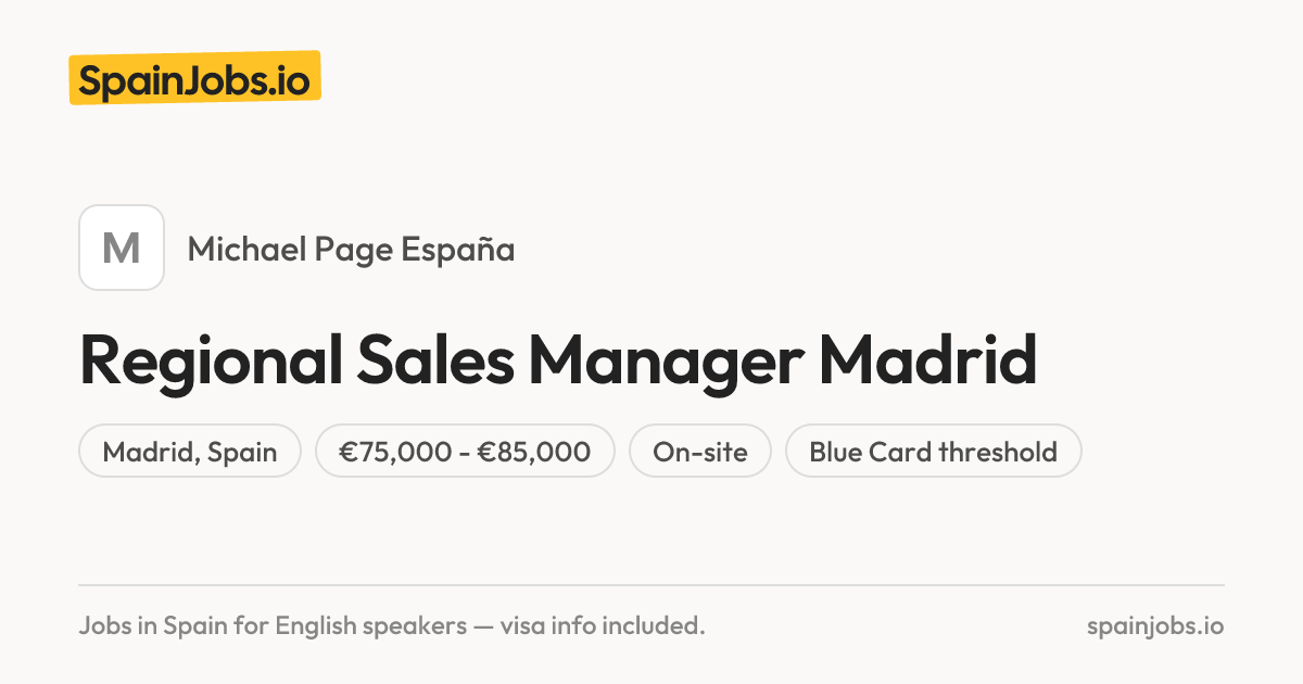 Regional Sales Manager Madrid at Michael Page España | SpainJobs.io
