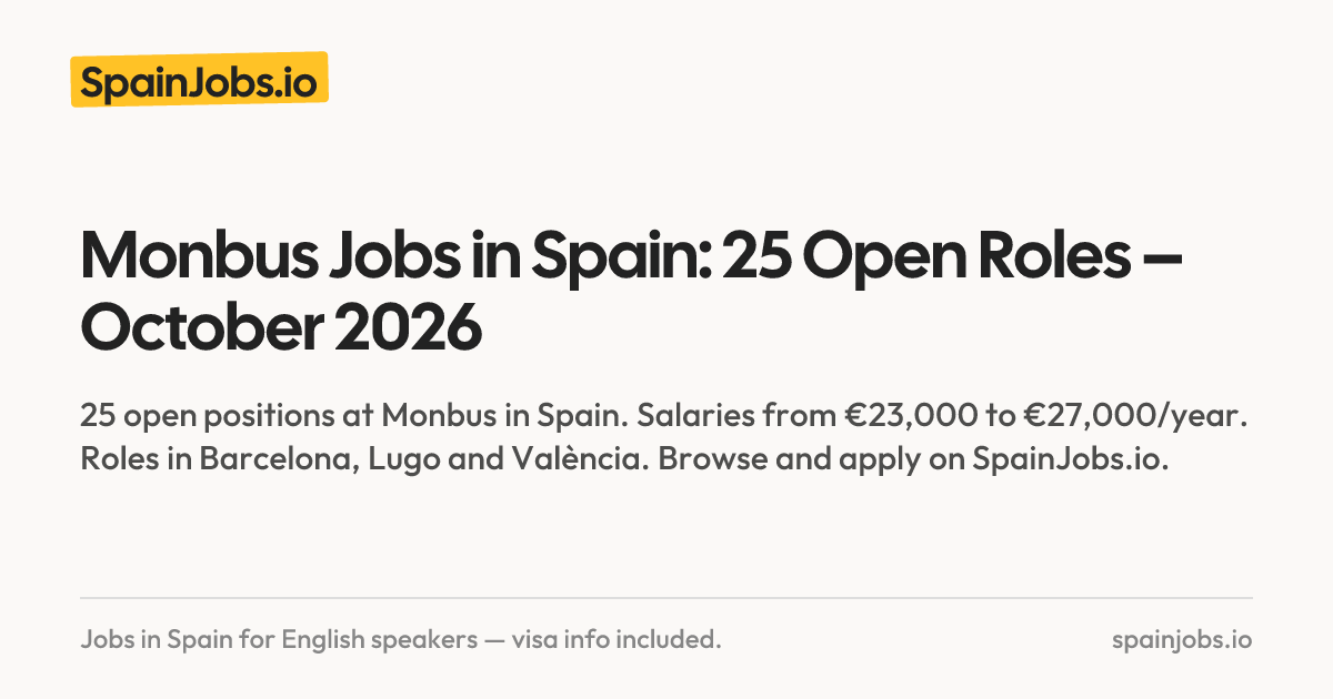 Monbus Jobs in Spain: 25 Open Roles – October 2026 | SpainJobs.io