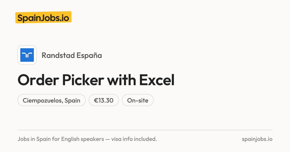 Order Picker with Excel at Randstad España | SpainJobs.io