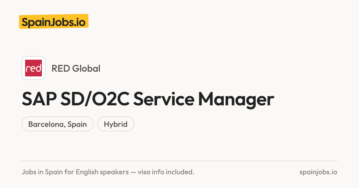SAP SD/O2C Service Manager at RED Global | SpainJobs.io
