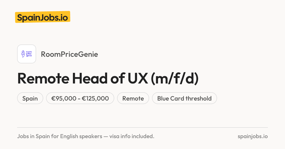 Head of UX (Remote) at RoomPriceGenie | SpainJobs.io