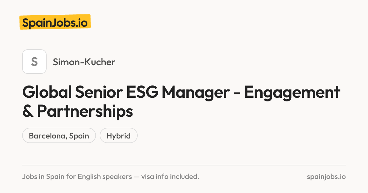 Global Senior ESG Manager – Engagement & Partnerships at Simon-Kucher ...