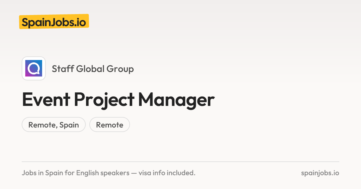 Event Project Manager at Staff Global Group | SpainJobs.io