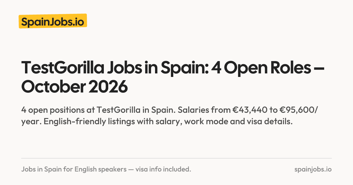 TestGorilla Jobs in Spain: 4 Open Roles – October 2026 | SpainJobs.io