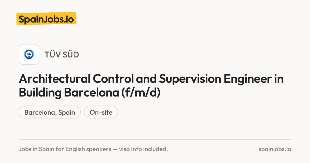 Architectural Control and Supervision Engineer in Building Barcelona (f ...
