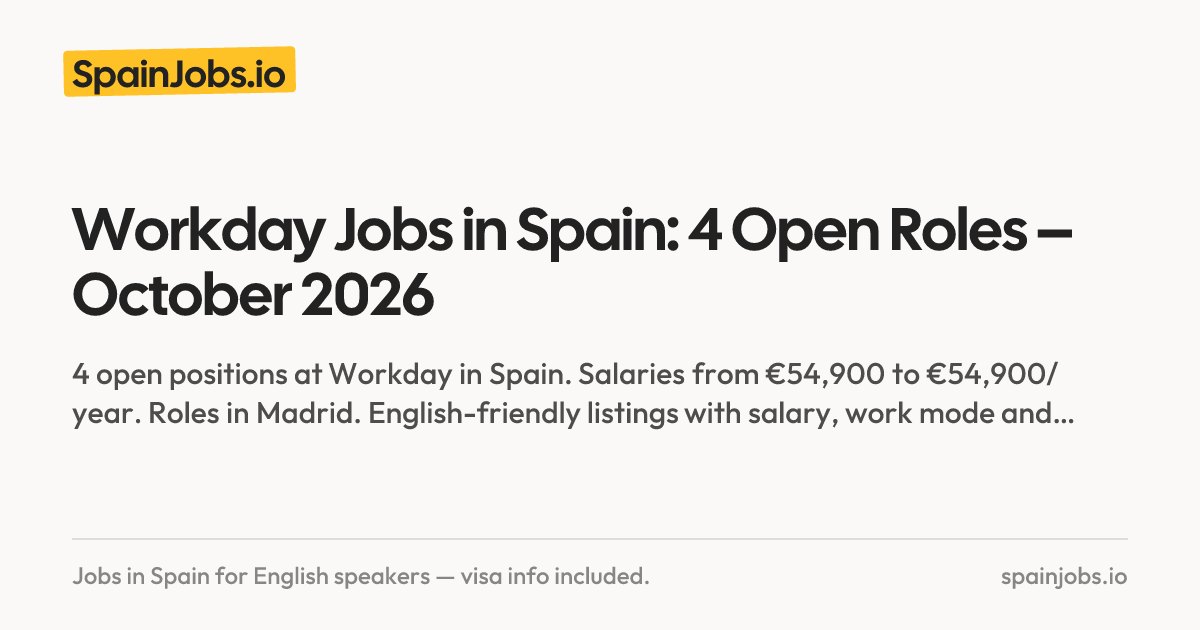 Workday Jobs in Spain: 4 Open Roles – October 2026 | SpainJobs.io