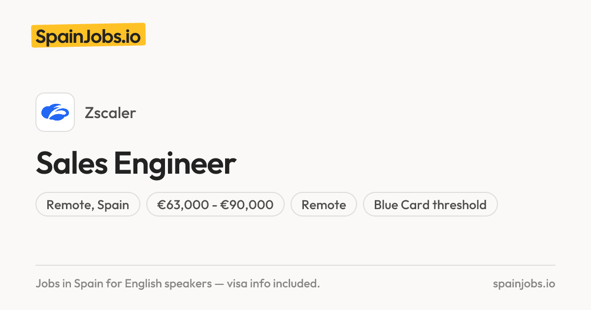 Sales Engineer at Zscaler | SpainJobs.io