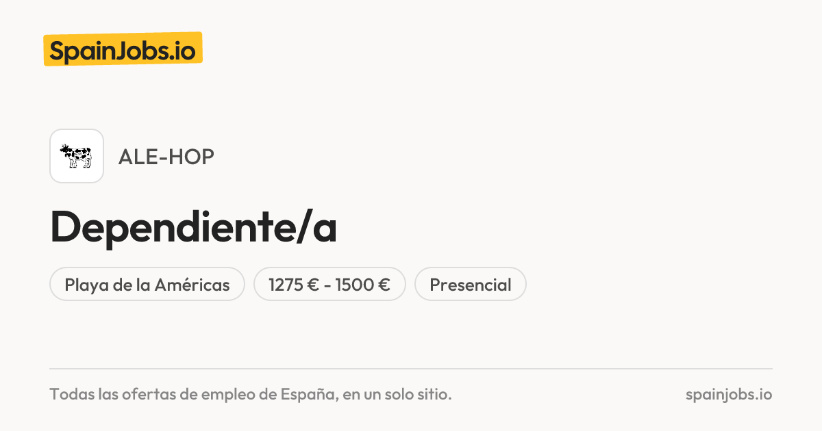 Dependiente/a ( 30 hs) - ARONA, TENERIFE - Contrato temporal e ...