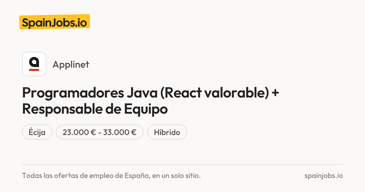 Programadores Java (React valorable) + responsable de Equipo en ...