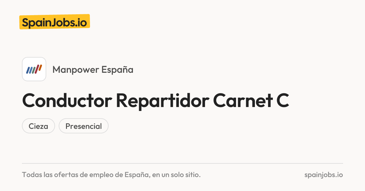 conductor repartidor carnet C (H/M/X) en Manpower España | SpainJobs.io