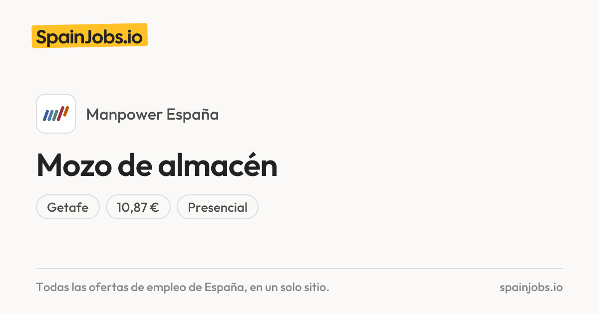 Mozo de almacén en Manpower España | SpainJobs.io