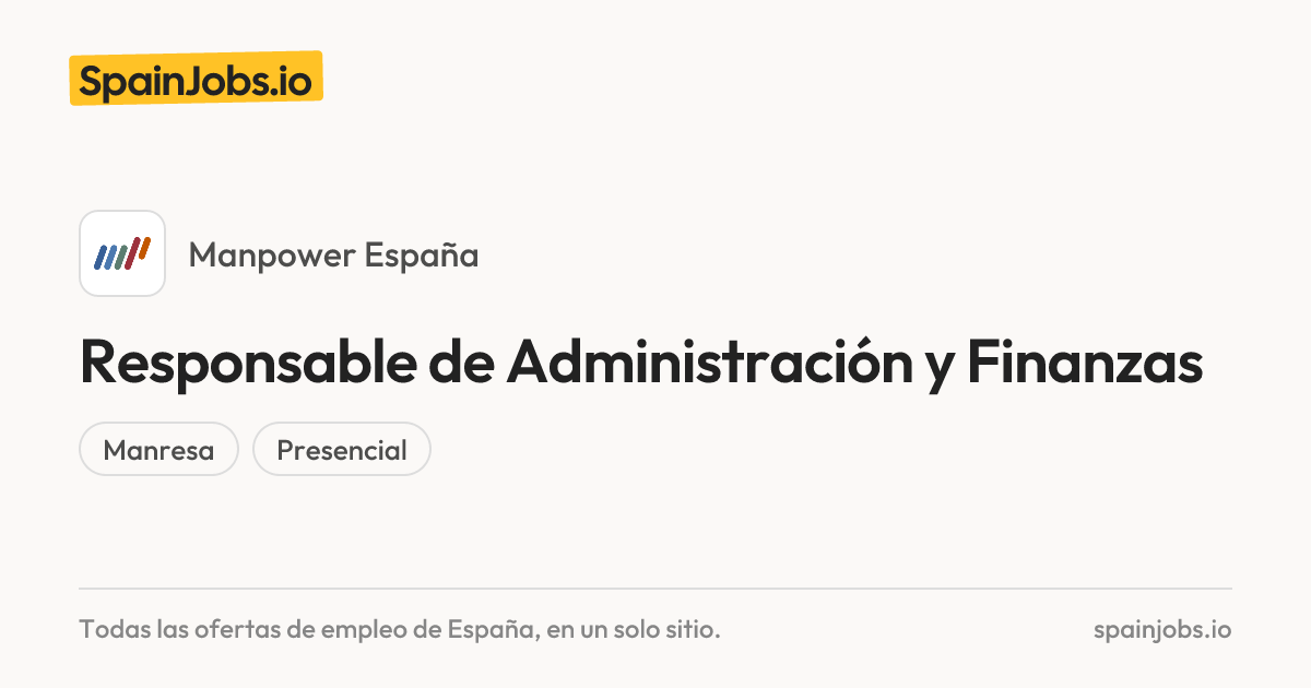 Responsable de administración y finanzas (H/M/X) en Manpower España ...
