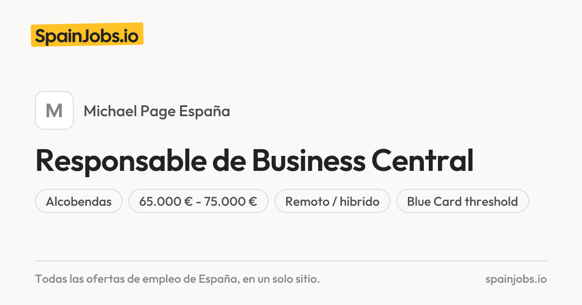 Responsable de Business Central en Michael Page España | SpainJobs.io