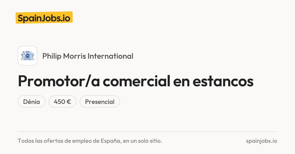 Promotor/a comercial en estancos en Philip Morris International ...