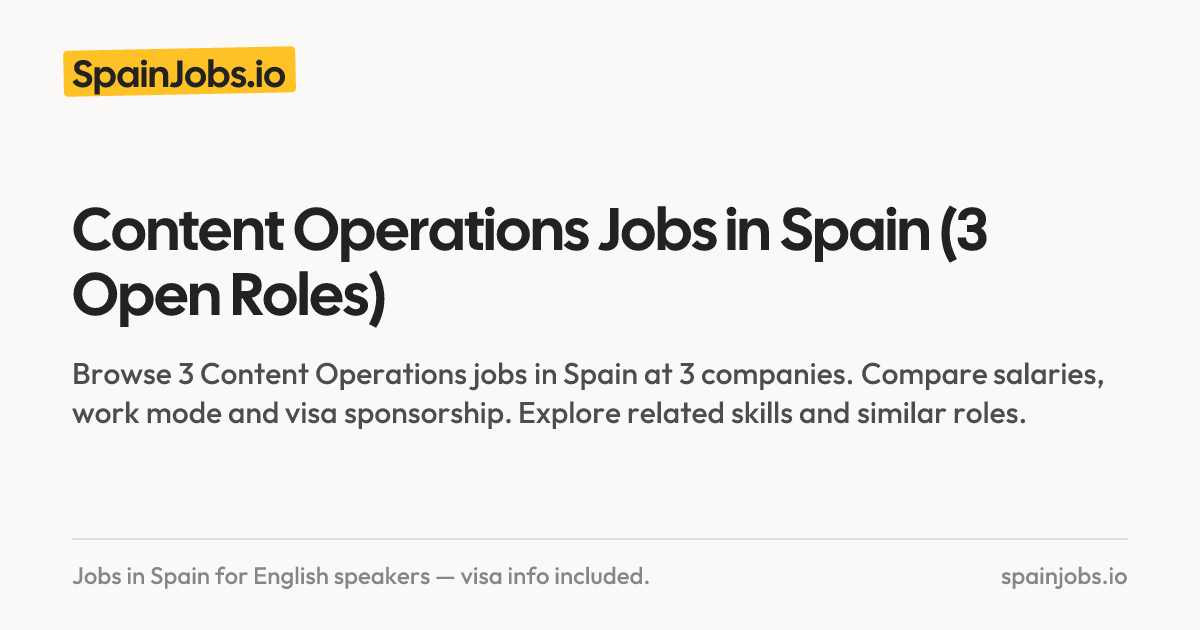 Content Operations Jobs in Spain (3 Open Roles) | SpainJobs.io