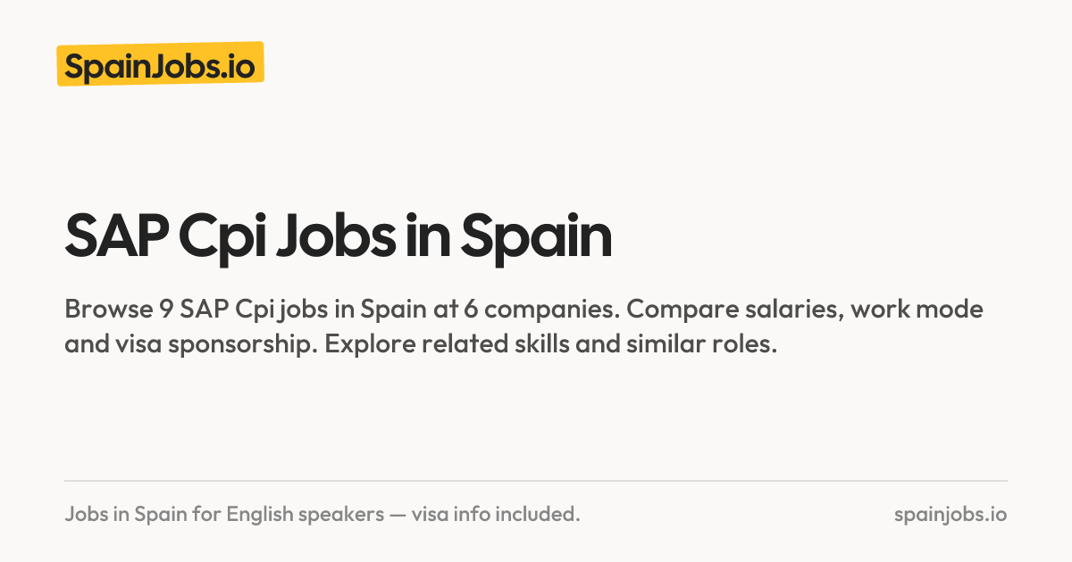 SAP Cpi Jobs in Spain | SpainJobs.io